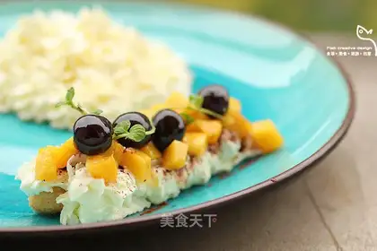 Cherry white mango mousse