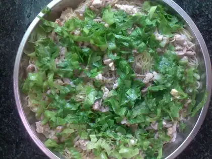 Steamed rice noodles with shredded pork