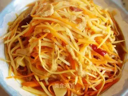 stir-fried three shredded vegetables with spicy sauce