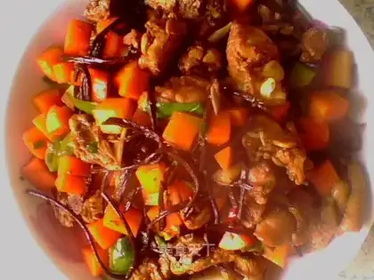 Roast chicken with fern