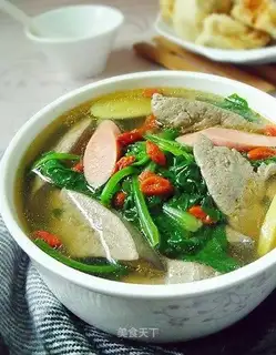 Liver tip spinach soup