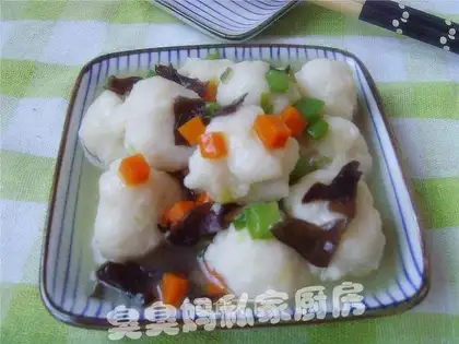 three-colored fish ball