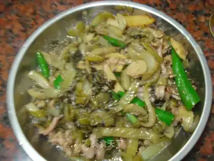 Boiled fish sausage with pickled cabbage