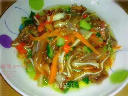 Roasted pork ears with radish and cucumber