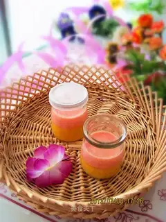Mango tomatoes, double pudding