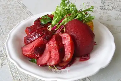 Smoked duck with pear