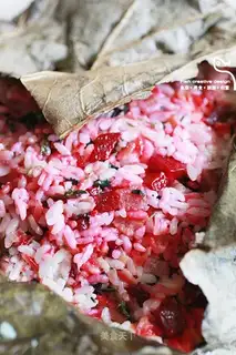 Red food with a lot of leaves