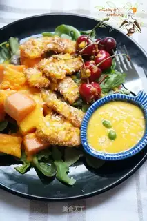 A melon coconut chicken salad