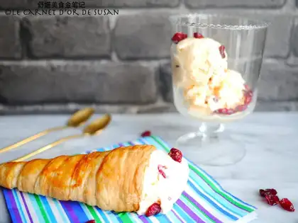 A melon of cranberry ice cream