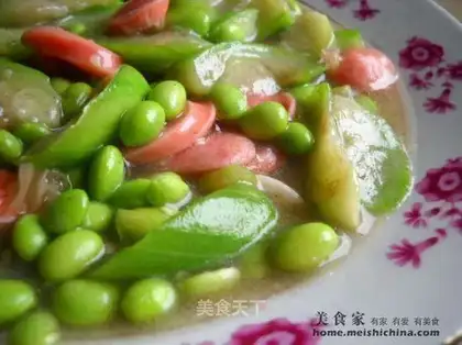 stir-fried loofah with edame