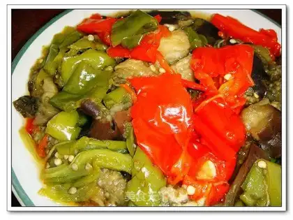 Steamed pepper and eggplant