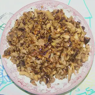 Rhodish and fried mushrooms