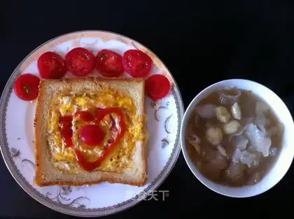 A full of red-heart toast