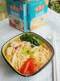 Mushroom spinach meatball noodles