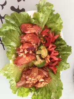 The chicken wings, the meat, the intestines