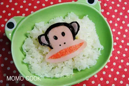 The big mouth monkey on rice