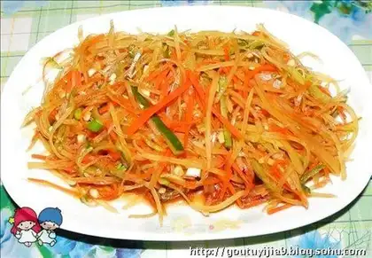 Mix three shredded silk