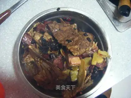 Three steaming cured meat