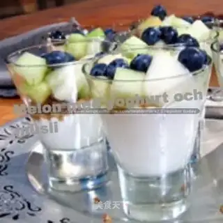 Melon yogurt assorted breakfast