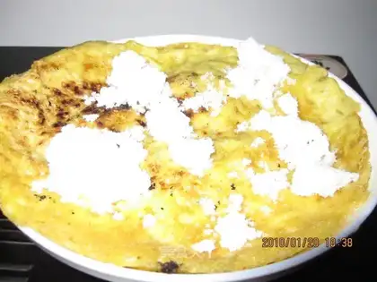 Snow sprinkled golden cake
