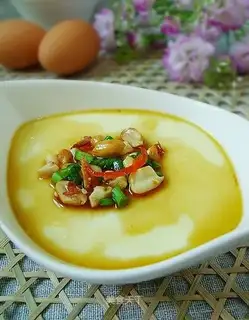 Steamed egg custard with soy sauce