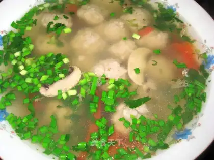 raw boiled meatball soup
