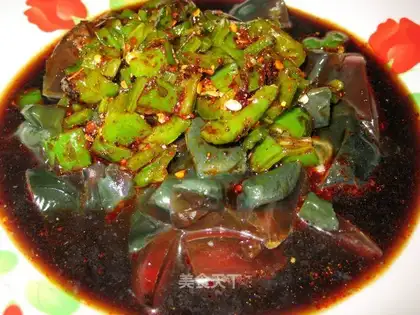 Preserved egg with green pepper