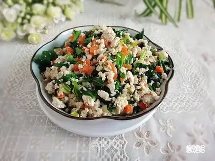 Celery leaves and tofu
