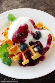 Blueberry jam waffles