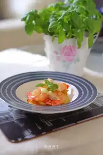 Blue pepper cream shrimp balls