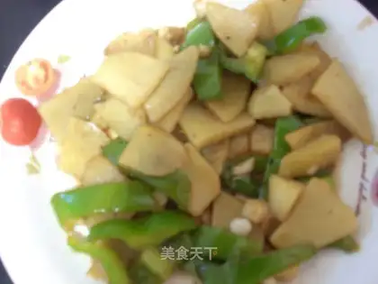 Green pepper potato slices