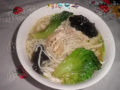 Home-made noodles with chicken soup