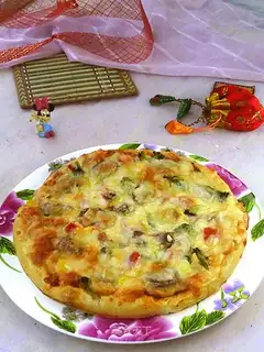 Mushroom chicken sausage pizza