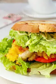 Fried chicken leg sandwich