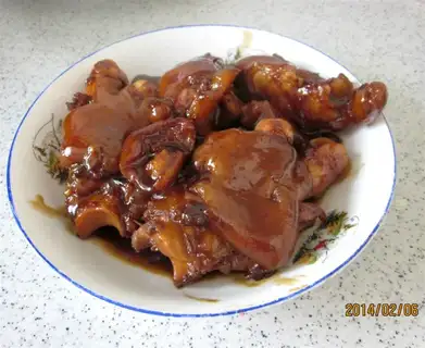 Red burning pig hoof