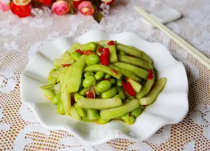 Watermelon peeled with beans