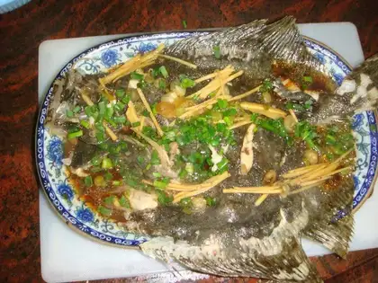 Steamed turbot