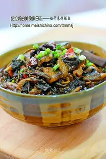 Grilled eel with dried plum vegetables