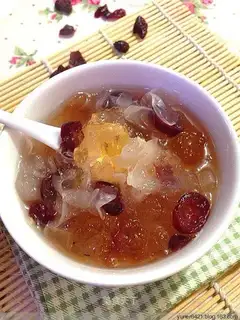 Peach glue, silver cranberry soup