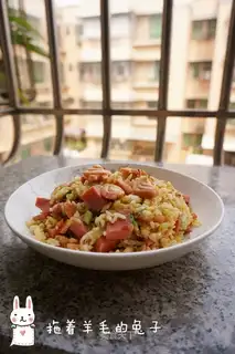 Salmon ham and rice