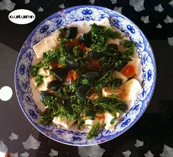 Skinned eggs and tofu