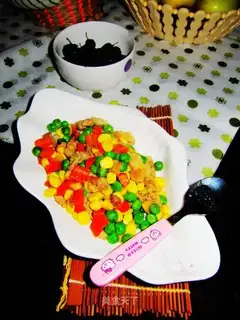 Green bean corn fried meat