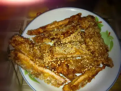 Seafood pork chops