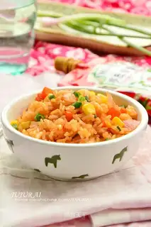 Cheese sauce and rice
