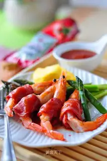 Cheese and bacon and shrimp