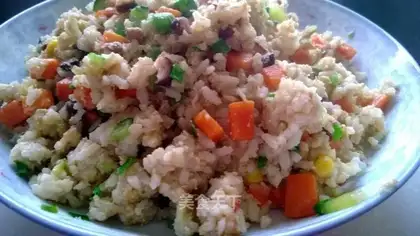Five-colour salad, fried rice