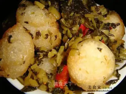 stir-fried glutinous rice balls with cabbage
