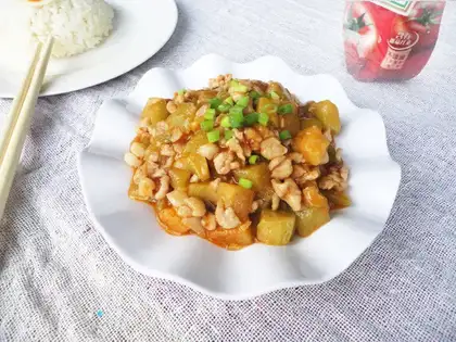 Meat and eggplant