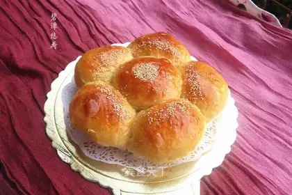 Chinese flowers and bread