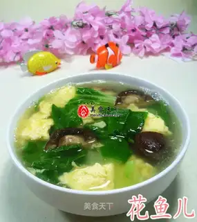 Spoons, cabbage, egg soup